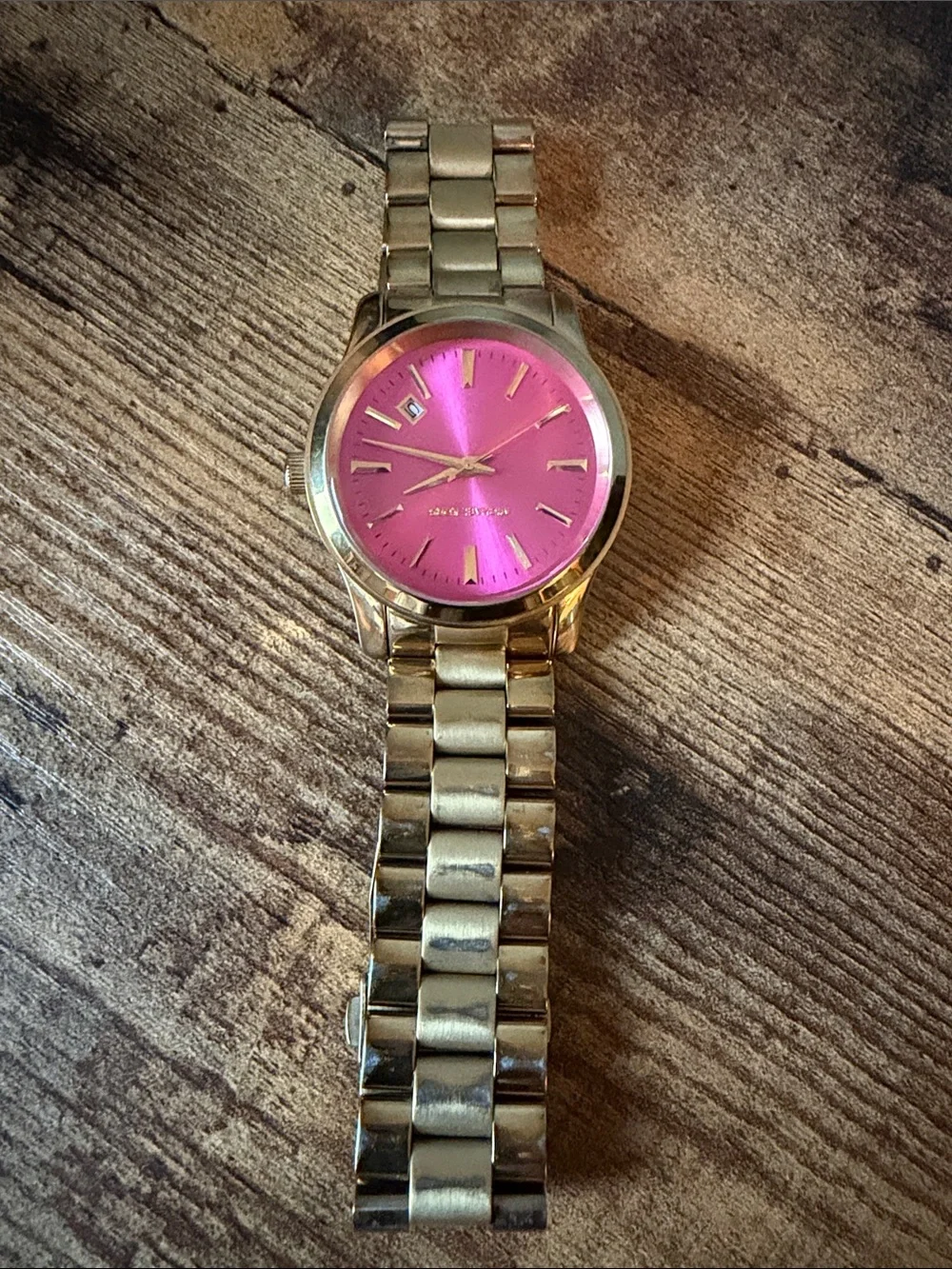 Michael Kors Gold-Tone Watch with Pink Dial